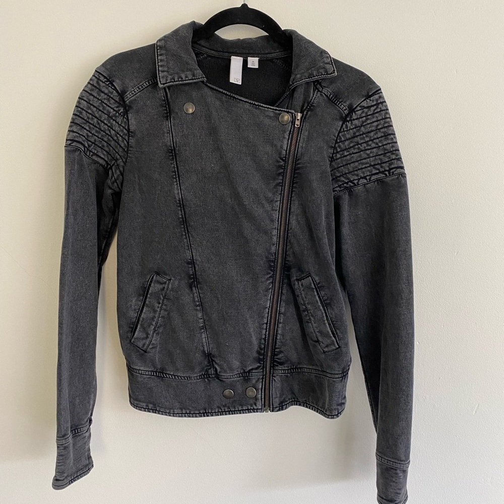 BP zip up moto jacket in sweatshirt material.